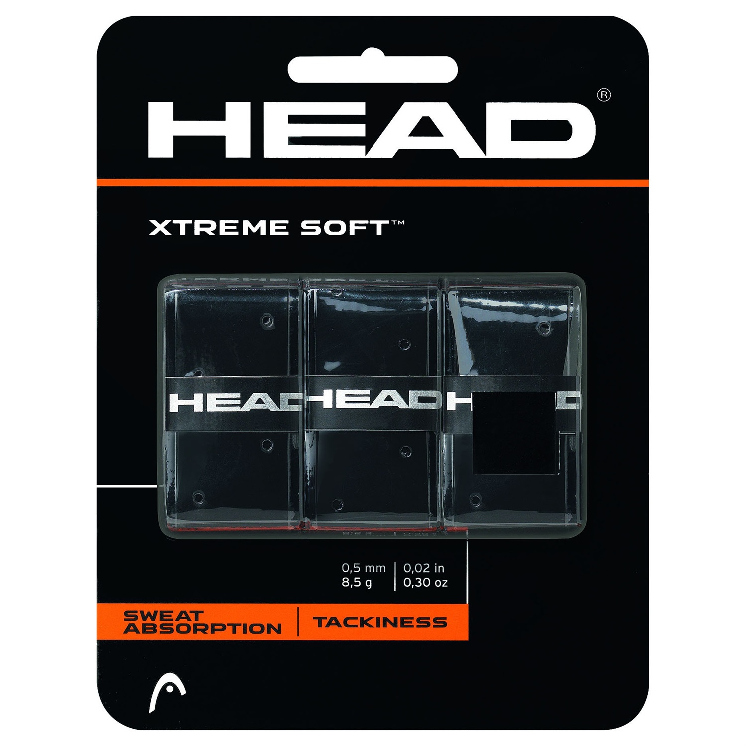 HEAD XTREMESOFT Overgrip Nero - Materiale Elastomero, Extra Large, Assorbimento Eccellente