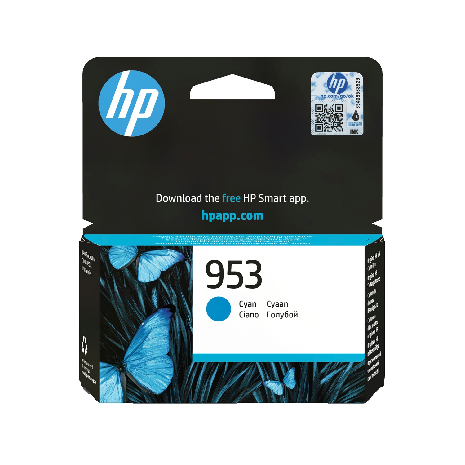 HP Cartuccia di inchiostro originale Ciano 953 - 9 ml, Resa fino a 700 pagine, Compatibile con OfficeJet Pro