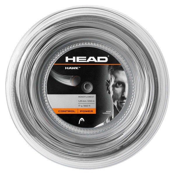 HEAD Hawk Corda da Tennis Monofilamento 1,25 mm Grigio - 200 m, Controllo e Potenza Esplosiva