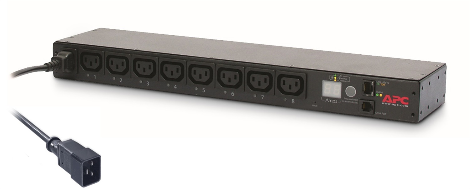 APC AP7921B Unità di Distribuzione dell'Energia (PDU) Monitorata e Commutata, 8 Prese AC, 0U/1U, Montaggio Orizzontale/Verticale, Cavo da 2,5 m, Nero