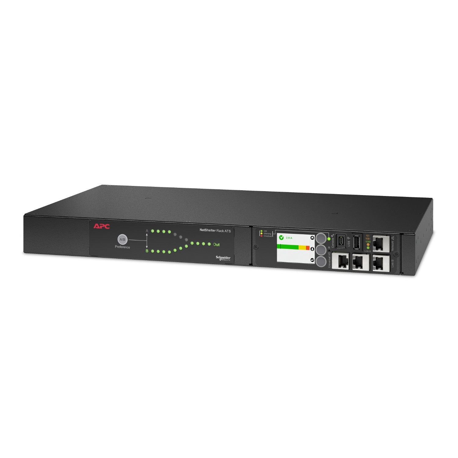 APC AP4423A Interruttore di Trasferimento Automatico (ATS) Montaggio a Rack 1U, 9 Prese AC, Nero