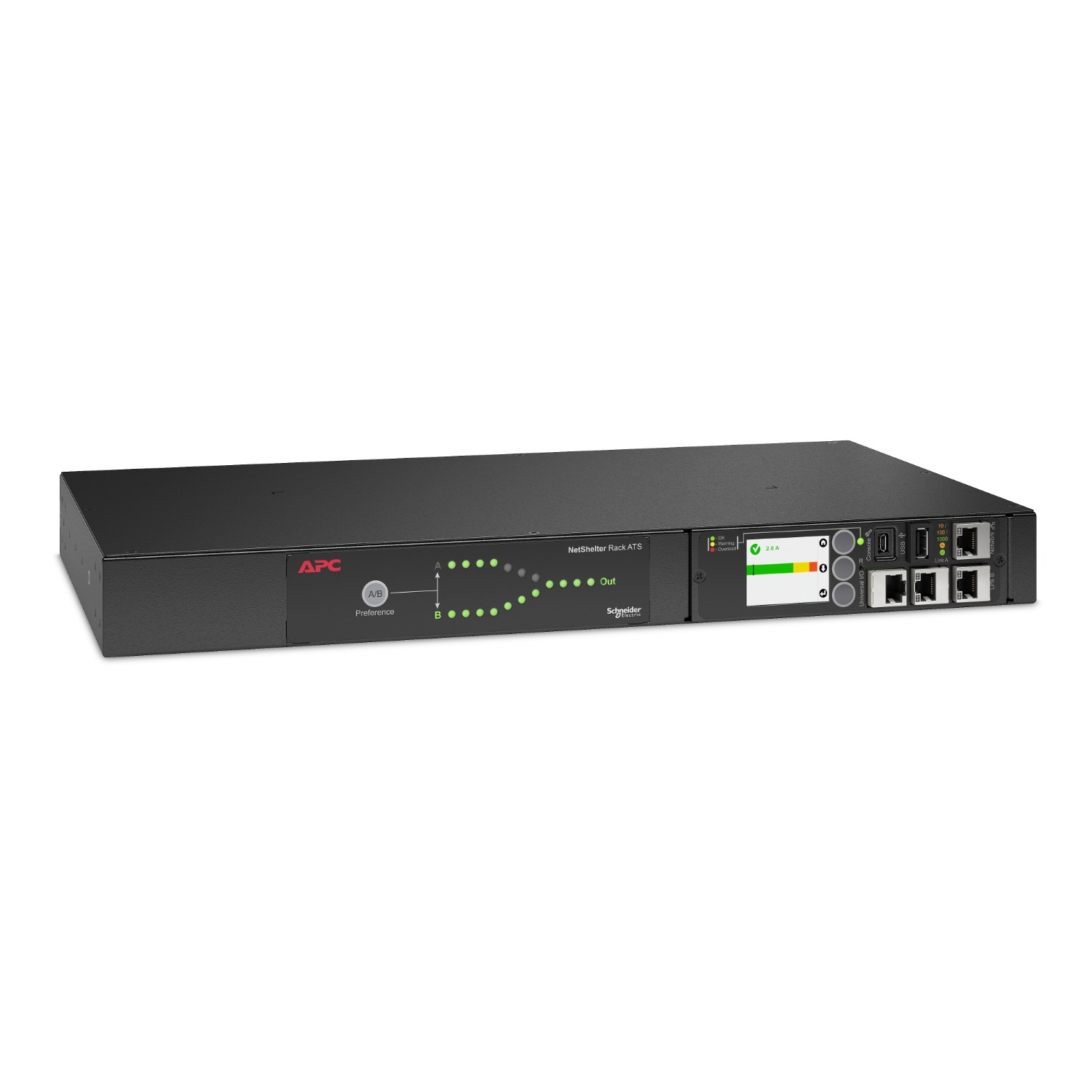 APC AP4423A Interruttore di Trasferimento Automatico (ATS) Montaggio a Rack 1U, 9 Prese AC, Nero