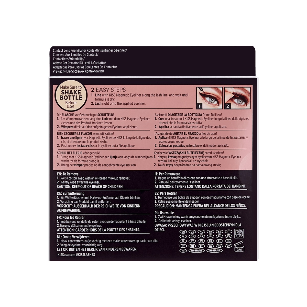 Kiss Eyeliner Magnetico 4g Nero Infuso con Biotina - Applicazione Facile per Ciglia Finte