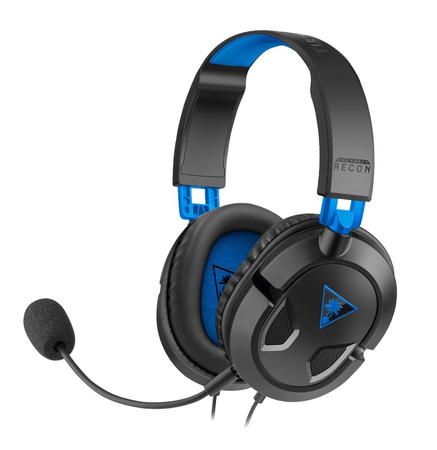 Turtle Beach Recon 50P Auricolare Cablato a Padiglione Gaming Nero e Blu - Compatibile con PS4, PS5, Xbox Series X|S, One e PC, con Microfono Rimovibile e Altoparlanti da 40 mm