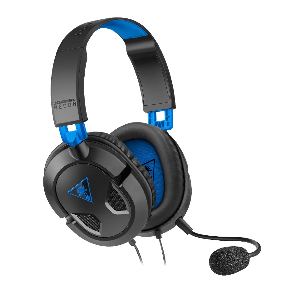 Turtle Beach Recon 50P Auricolare Cablato a Padiglione Gaming Nero e Blu - Compatibile con PS4, PS5, Xbox Series X|S, One e PC, con Microfono Rimovibile e Altoparlanti da 40 mm