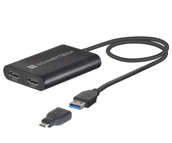 Sonnet Adattatore USB DisplayLink Dual 4K HDMI 60Hz per Mac M1, M2 e M3 - 3840 x 2160 Pixel, Nero, 30 cm