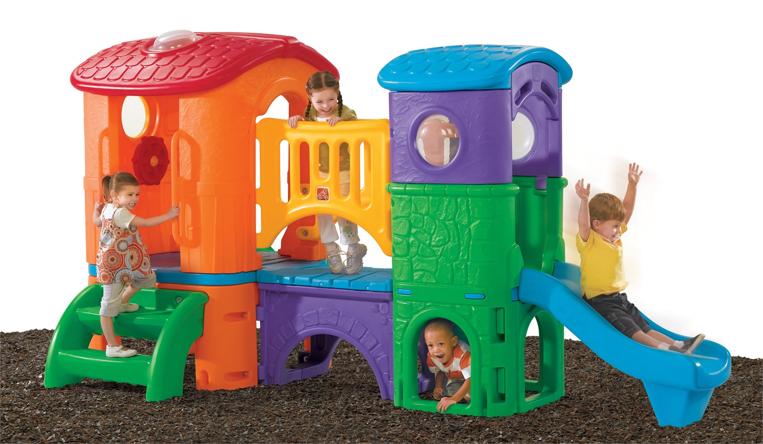 Step2 Clubhouse Climber - Parco giochi XXL con 2 scivoli e torre di gioco in plastica per bambini