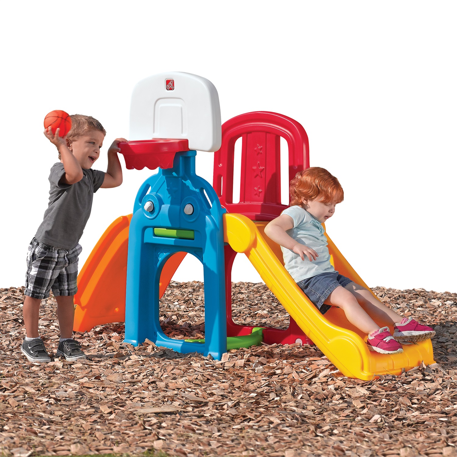 Step2 Scivolo Arrampicatoio Multisport - Gioco Multifunzionale per Bambini con Scivolo, Arrampicata e Canestro