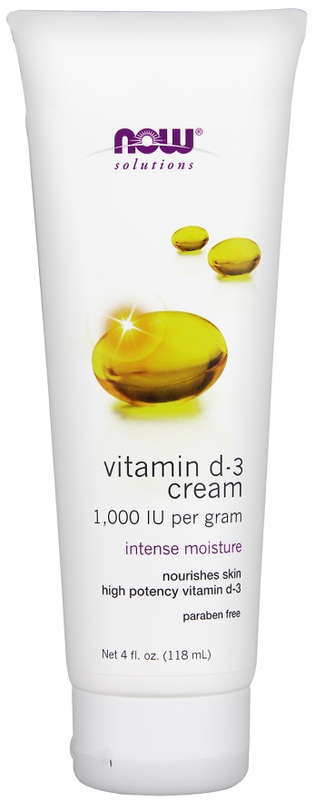 NOW Foods Vitamin D-3 Cream 1000 IU/g - Crema Idratante per Pelle Secca, 118 ml, Senza Glutine