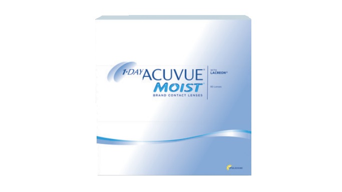 Acuvue 1-Day Moist Lenti a Contatto Giornaliere - 90 Lenti con Tecnologia LACREON, Protezione UV, 0.50 Diottrie, BC 8.5, DIA 14.20