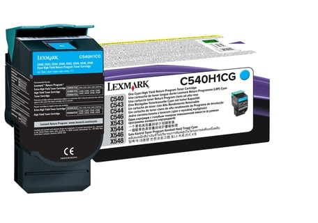 Lexmark C540H1CG Cartuccia Toner Originale Ciano - Alta Capacità, 2000 Pagine, Compatibile con C540, C543, C544, C546, X543, X544