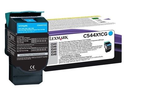 Lexmark C544X1CG Toner Ciano Return Program - 4000 Pagine, Alta Capacità, Compatibile con C544 e X544