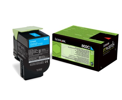 Lexmark 802C Toner Originale Ciano 80C20C0 - Fino a 1000 Pagine - Compatibile con CX310dn, CX310n, CX410de, CX410dte, CX410e, CX510de, CX510dhe, CX510dthe