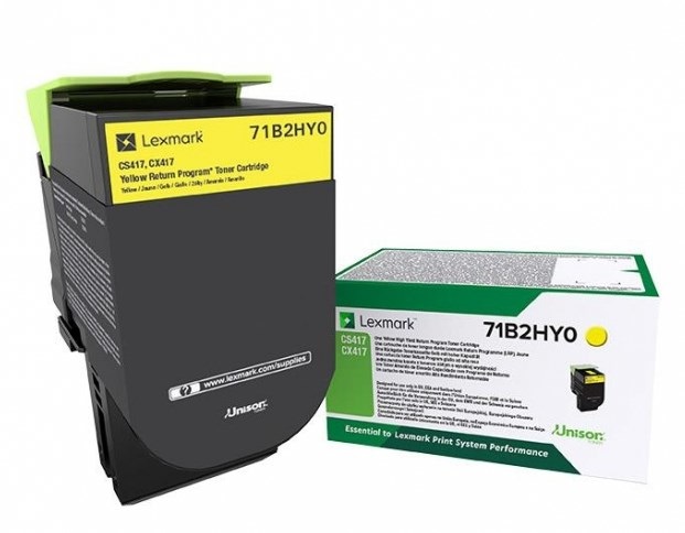 Lexmark 71B2HY0 Toner Laser Giallo Originale - 3500 Pagine, Compatibile con CS417dn, CS517de, CX417de, CX517de