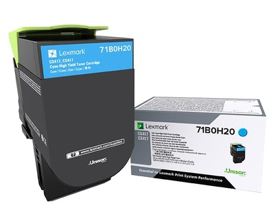 Lexmark 71B0H20 Cartuccia Toner Originale Ciano - 1 pz, Compatibile con CS/CX/417/517, Resa di circa 3.500 pagine