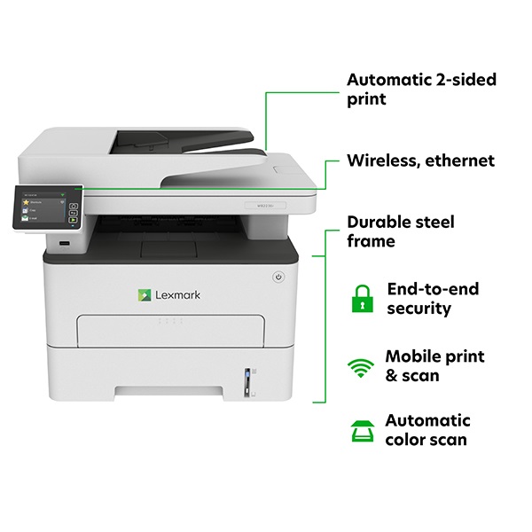 Lexmark MB2236I Multifunzione Laser Monocromatica A4 con ADF, Touchscreen, Wi-Fi, Ethernet, 34 ppm
