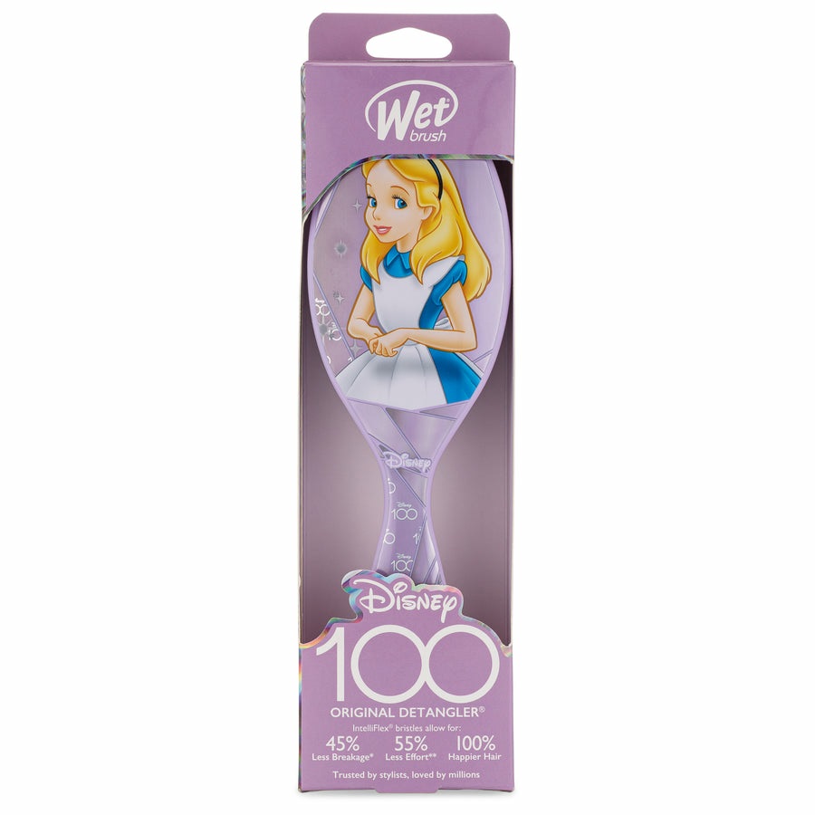 Wet Brush Disney 100 Original Detangler Alice - Spazzola Piatta Multicolore per Bambini con Setole Intelliflex Ultra Morbide