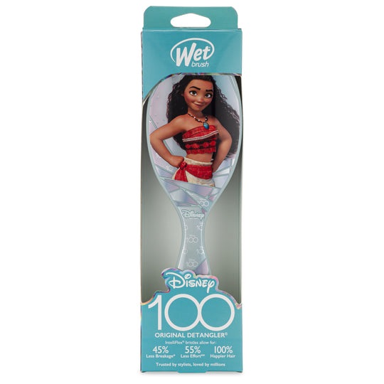 Wet Brush Disney 100 Original Detangler Moana - Spazzola Piatta Multicolore per Bambini con Setole Intelliflex Ultra Morbide