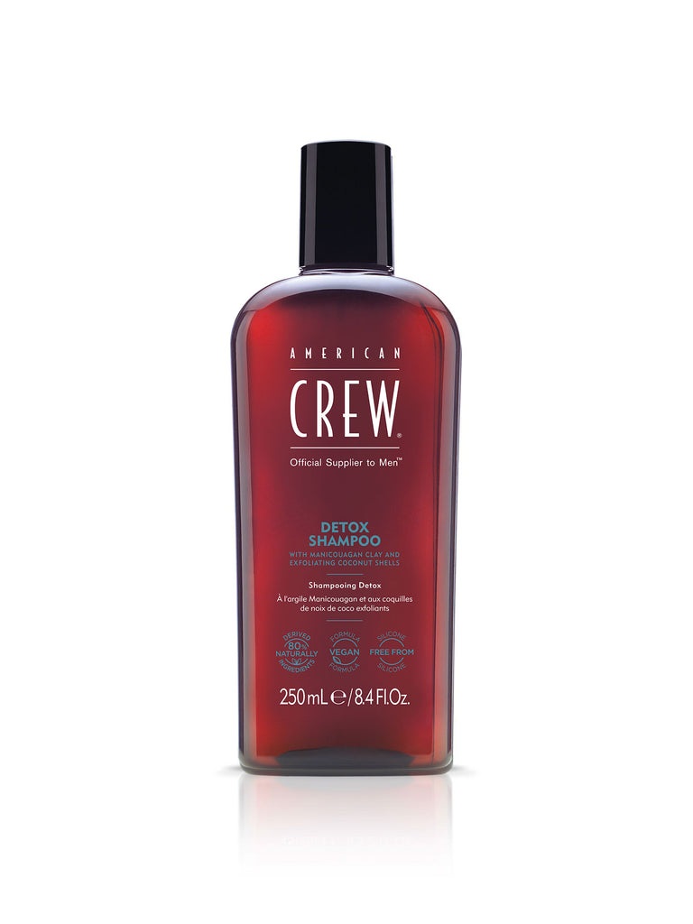 American Crew Detox Shampoo Uomo 250 ml - Detergente ed Esfoliante per Cuoio Capelluto e Capelli da Normali a Grassi