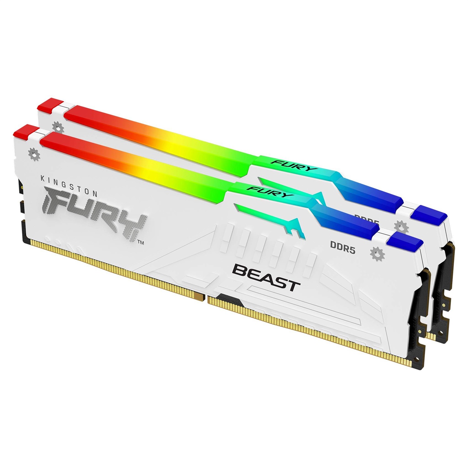 Kingston FURY Beast 64 GB (2 x 32 GB) DDR5 5600 MT/s CL40 DIMM Memoria Gaming Bianco RGB con Intel XMP