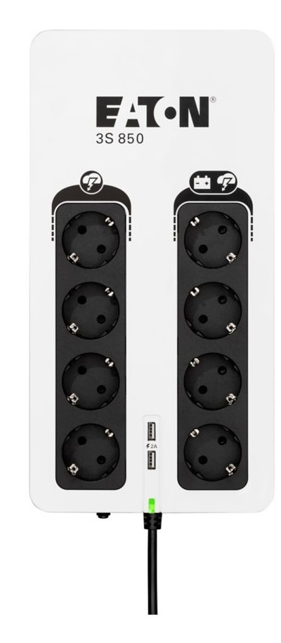 Eaton 3S850D Gruppo di Continuità UPS Standby 0,85 kVA 510 W con 8 Prese AC e Porta USB - Bianco