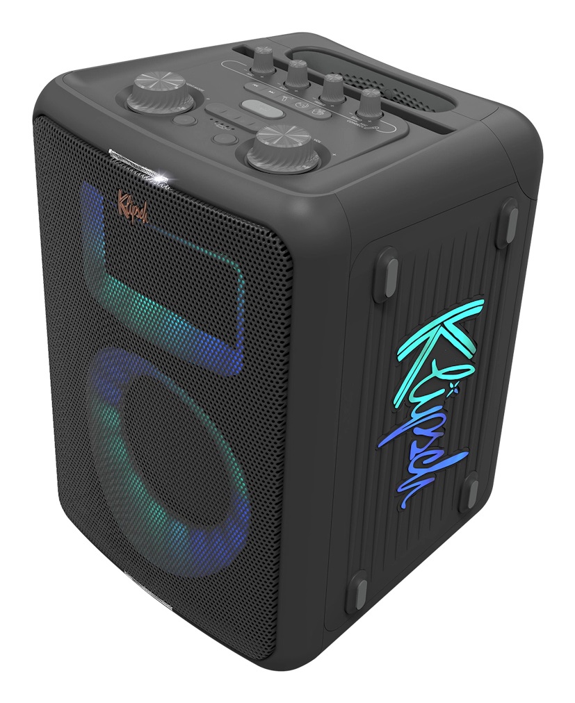 Klipsch Vegas Music City Party Speaker Bluetooth Portatile con Batteria e LED RGB - Altoparlante da Festa Nero