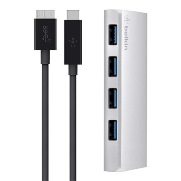 Belkin Hub USB-C a 4 Porte in Alluminio - Argento e Nero