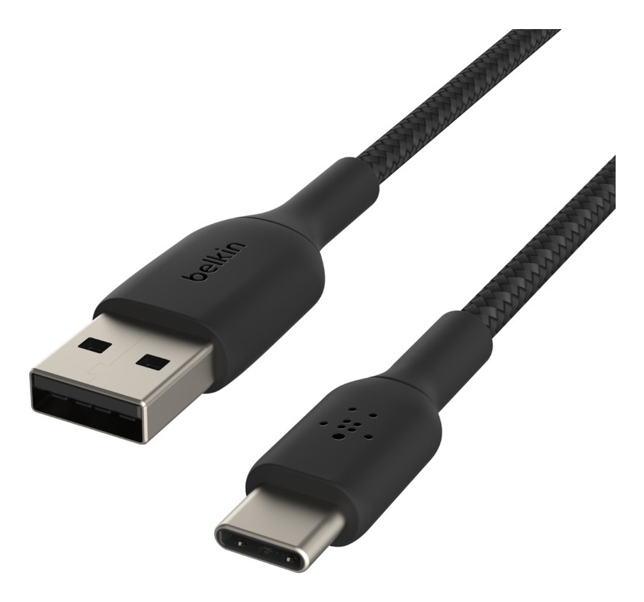 Belkin BoostCharge Cavo Intrecciato USB-C a USB-A 1m - Nero, Compatibile con iPhone 16/15, Samsung Galaxy S24, Pixel e altro