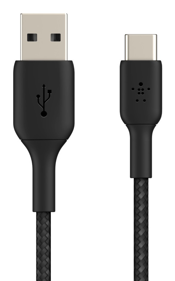 Belkin BoostCharge Cavo Intrecciato USB-C a USB-A 1m - Nero, Compatibile con iPhone 16/15, Samsung Galaxy S24, Pixel e altro