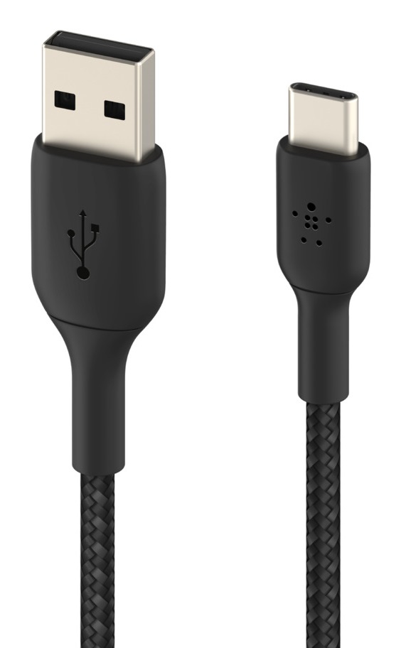 Belkin BoostCharge Cavo Intrecciato USB-C a USB-A 1m - Nero, Compatibile con iPhone 16/15, Samsung Galaxy S24, Pixel e altro