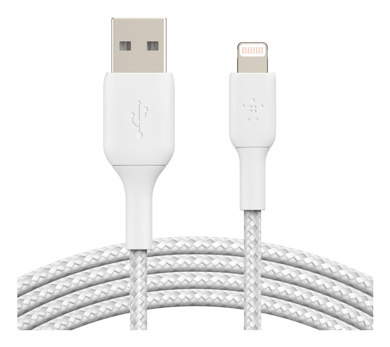 Belkin Cavo Intrecciato da USB-A a Lightning 1m - Ricarica Rapida, Certificato MFi, Bianco