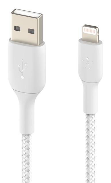 Belkin Cavo Intrecciato da USB-A a Lightning 1m - Ricarica Rapida, Certificato MFi, Bianco