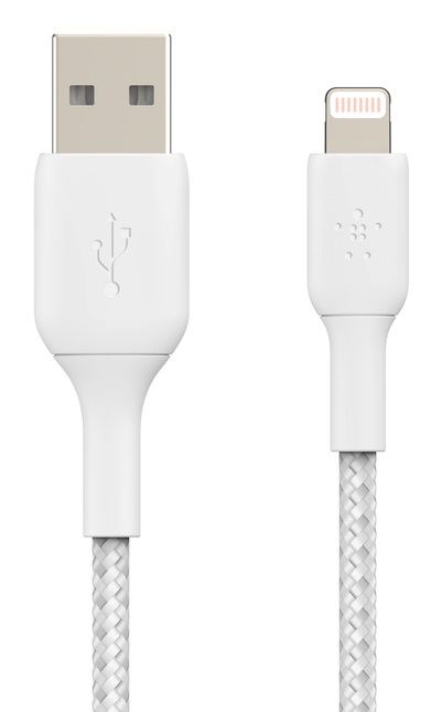 Belkin Cavo Intrecciato da USB-A a Lightning 1m - Ricarica Rapida, Certificato MFi, Bianco