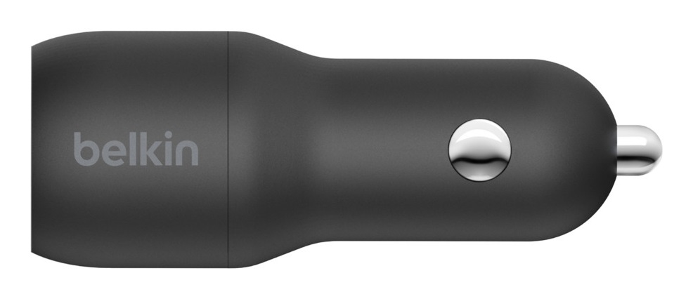 Belkin BoostCharge Doppio Caricabatteria da Auto USB da 24W con 2 Porte USB-A e Cavo USB-C da 1m, Nero