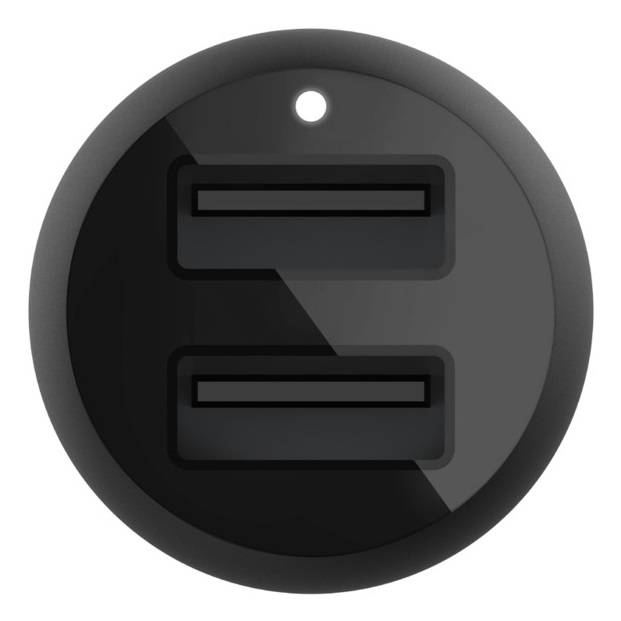 Belkin BoostCharge Doppio Caricabatteria da Auto USB da 24W con 2 Porte USB-A e Cavo USB-C da 1m, Nero