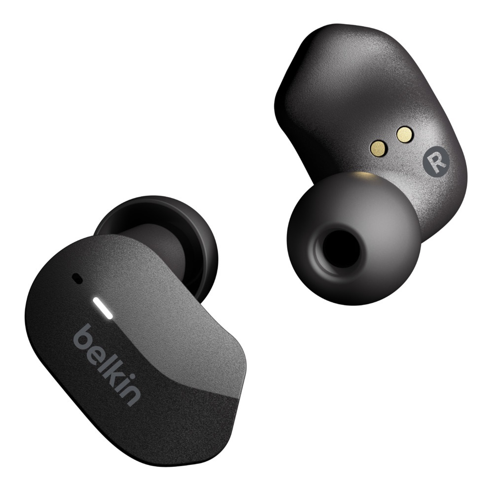 Belkin SoundForm Auricolari Wireless con Custodia di Ricarica - Controlli Touch, Isolamento Rumori, Resistenza IPX5, Riproduzione 24 Ore - Nero