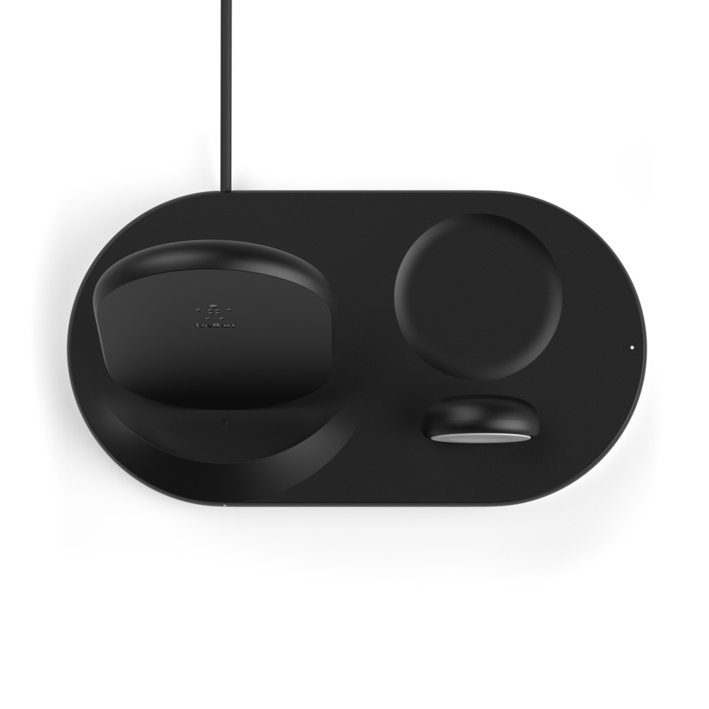 Belkin WIZ001MYBK Caricabatterie 3 in 1 per Smartphone e Orologio Intelligente, Nero, Carica Wireless Interno