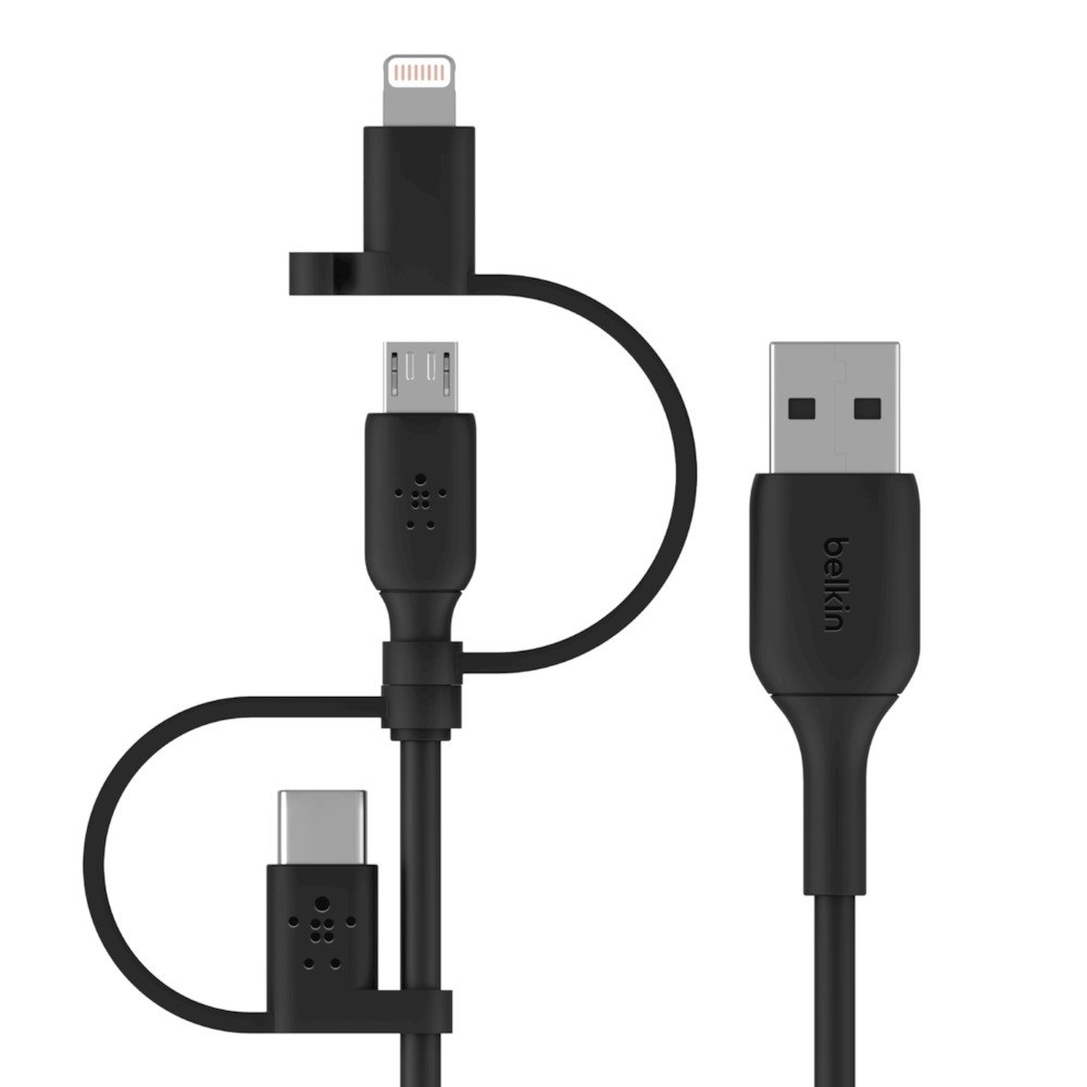 Belkin BOOST CHARGE Cavo di Ricarica 3 in 1 1 m USB A, USB C/Micro-USB B/Lightning - Nero