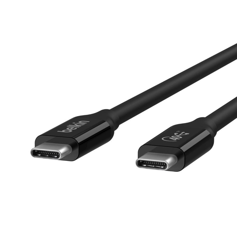 Belkin Cavo USB4 da USB-C a USB-C, 0,8 m, 40 Gbps, Power Delivery fino a 100W, Retrocompatibile con Thunderbolt 3, Nero