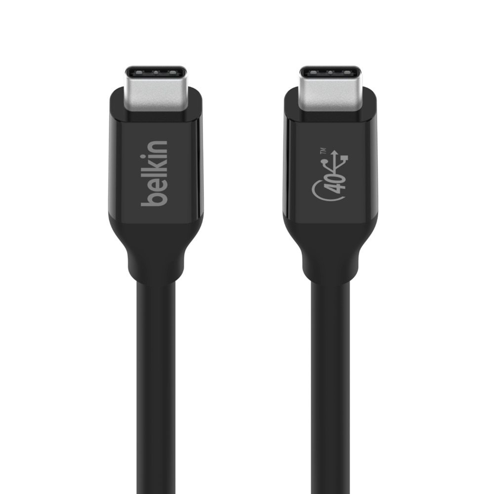 Belkin Cavo USB4 da USB-C a USB-C, 0,8 m, 40 Gbps, Power Delivery fino a 100W, Retrocompatibile con Thunderbolt 3, Nero