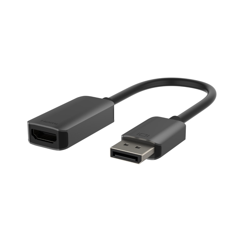 Belkin AVC011btSGY-BL Adattatore da HDMI a DisplayPort 0,22 m, Convertitore DP 1.2 a HDMI 2.0, Supporto 4K 60 Hz con HDR 10, Compatibilità HDCP 2.2, Unidirezionale, Nero