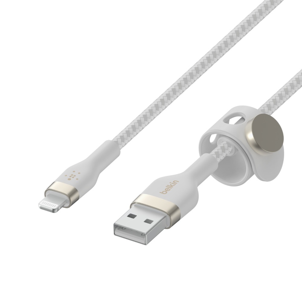 Belkin BoostCharge Pro Flex Cavo Intrecciato da USB A a Lightning 1 m Bianco - Certificato MFi per iPhone e iPad