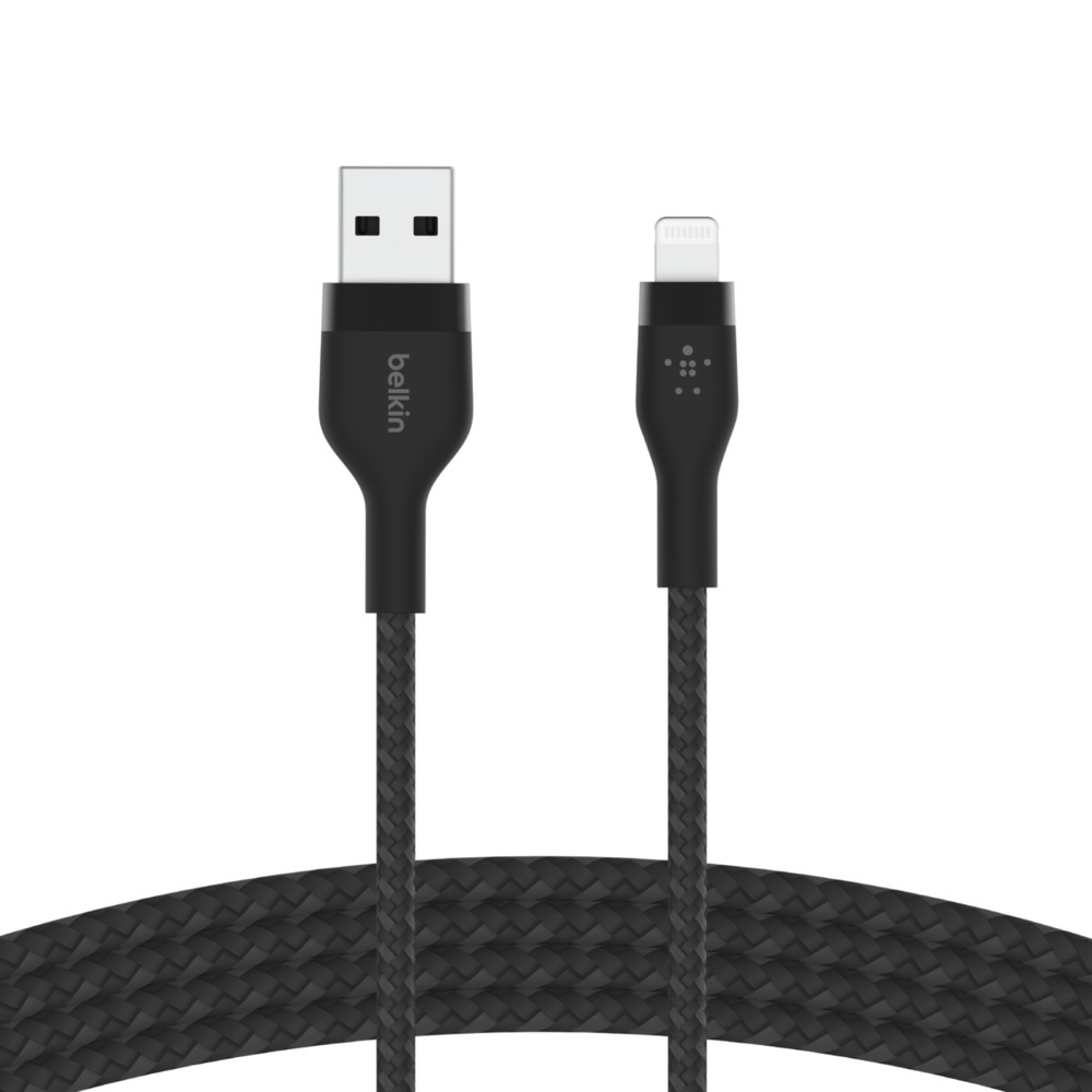 Belkin BoostCharge Pro Flex Cavo Intrecciato da USB A a Lightning 3 m - Certificato MFi, Compatibile con iPhone e iPad - Nero