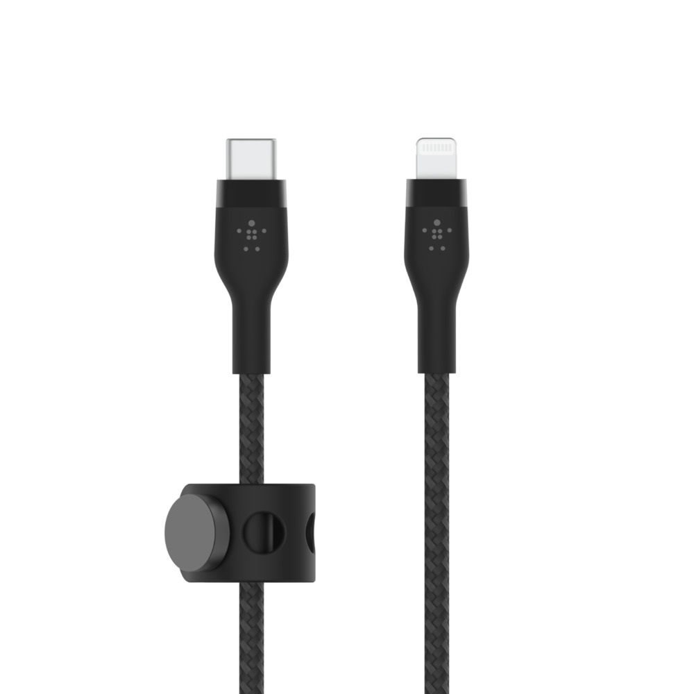 Belkin BoostCharge Pro Flex Cavo intrecciato da USB-C a Lightning 2 m, certificato MFi, ricarica rapida Power Delivery 20 W, compatibile con iPhone e iPad - Nero