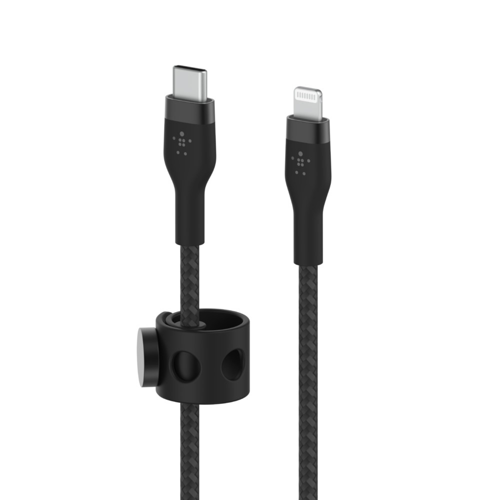 Belkin BoostCharge Pro Flex Cavo intrecciato da USB-C a Lightning 2 m, certificato MFi, ricarica rapida Power Delivery 20 W, compatibile con iPhone e iPad - Nero