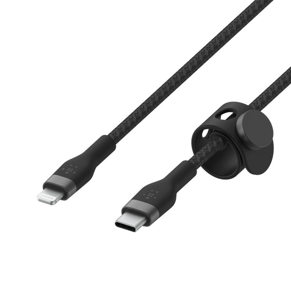Belkin BoostCharge Pro Flex Cavo intrecciato da USB-C a Lightning 2 m, certificato MFi, ricarica rapida Power Delivery 20 W, compatibile con iPhone e iPad - Nero