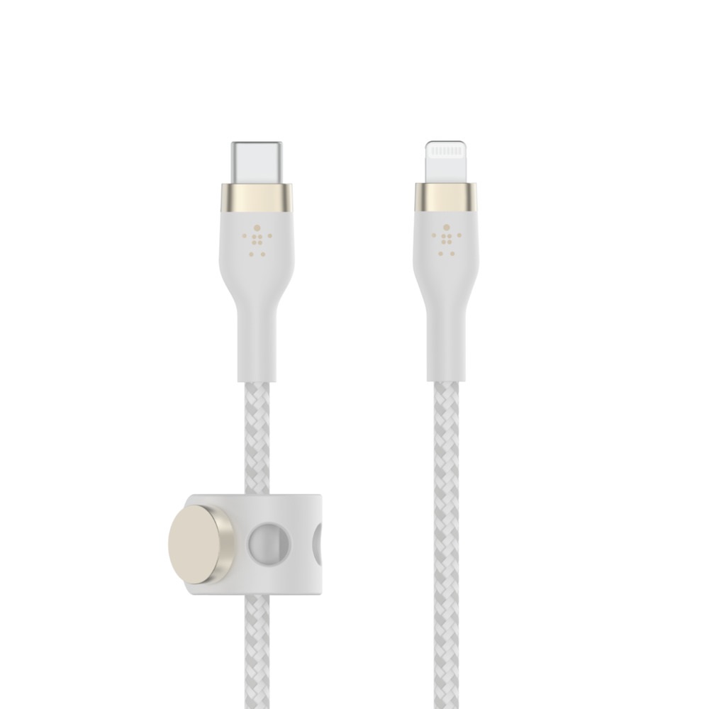 Belkin BoostCharge Pro Flex Cavo Intrecciato da USB-C a Lightning 2 m - Certificato MFi, Ricarica Rapida Power Delivery 20 W, Bianco