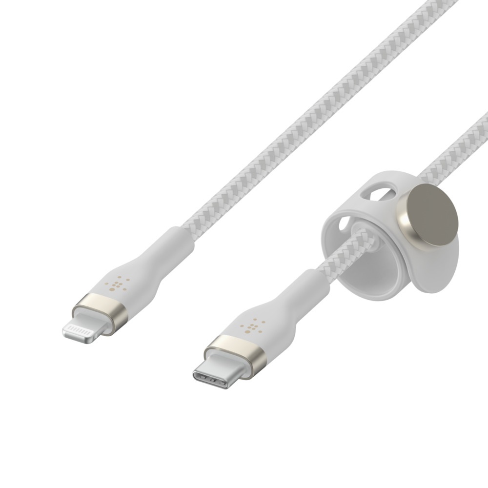 Belkin BoostCharge Pro Flex Cavo Intrecciato da USB-C a Lightning 2 m - Certificato MFi, Ricarica Rapida Power Delivery 20 W, Bianco