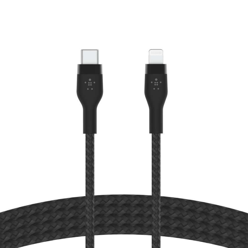 Belkin BoostCharge Pro Flex Cavo Intrecciato da USB-C a Lightning 3 m - Certificato MFi, Ricarica Rapida Power Delivery 20 W, Compatibile con iPhone e iPad - Nero