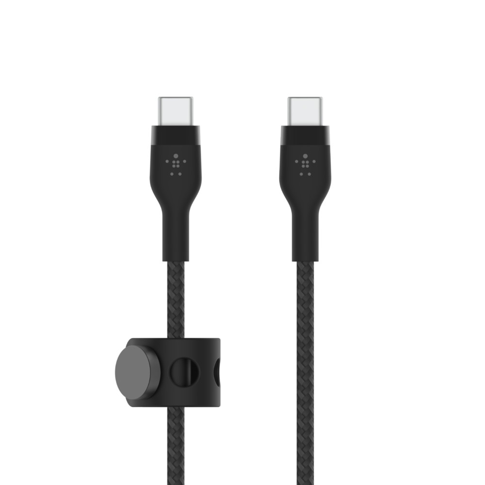 Belkin BoostCharge Pro Flex Cavo Intrecciato USB C a USB C 1 m, Ricarica Rapida PD, Certificato USB-IF, Nero
